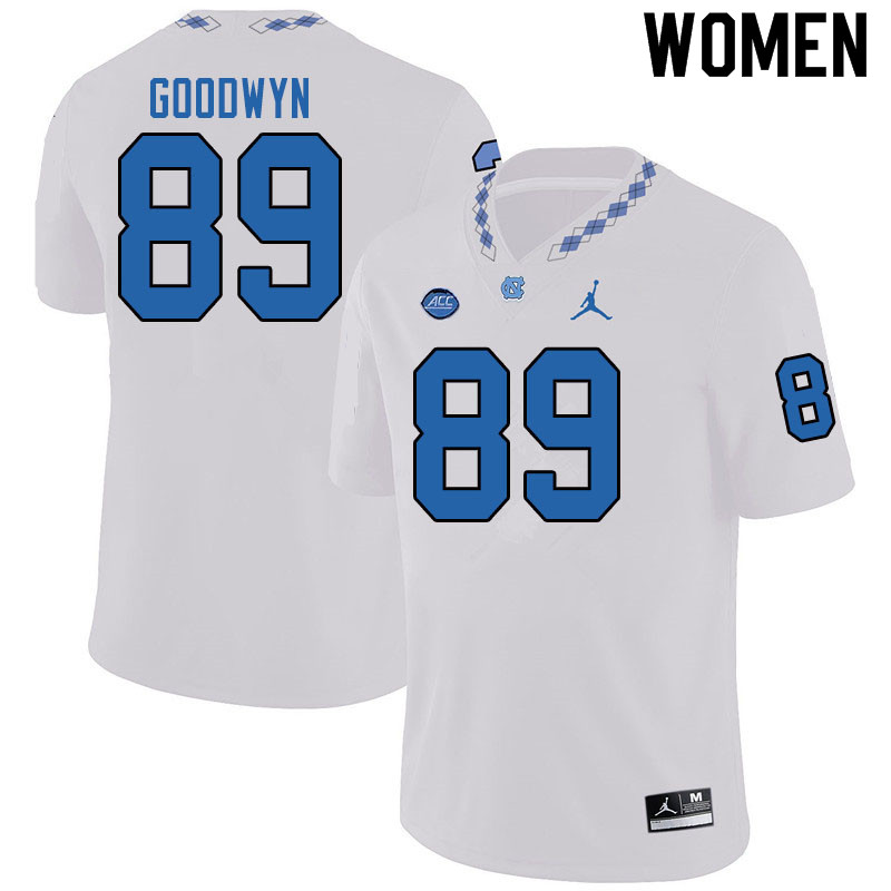 Jordan Brand Women #89 Gray Goodwyn North Carolina Tar Heels College Football Jerseys Sale-White